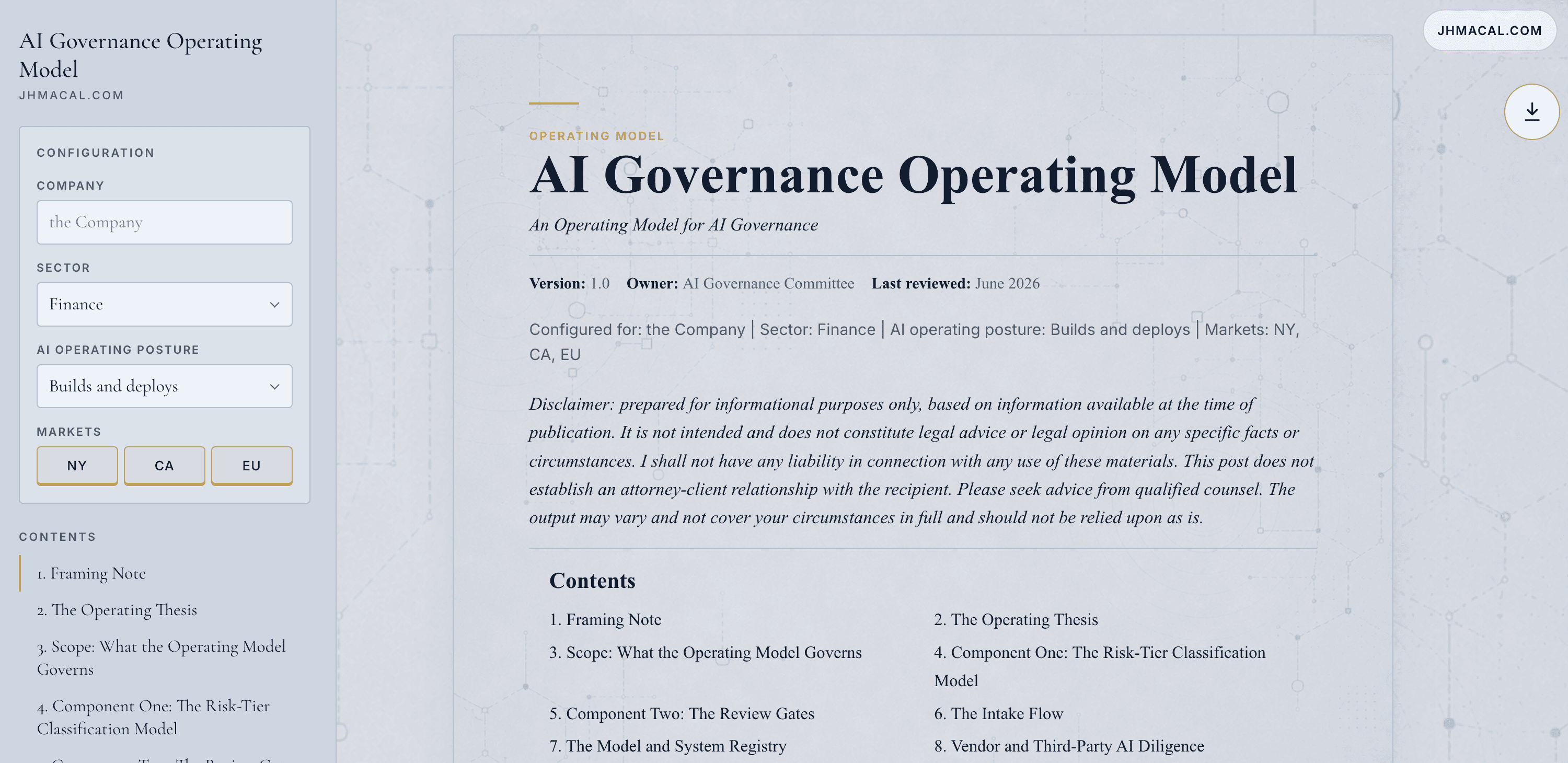 AI Governance Operating Model Framework