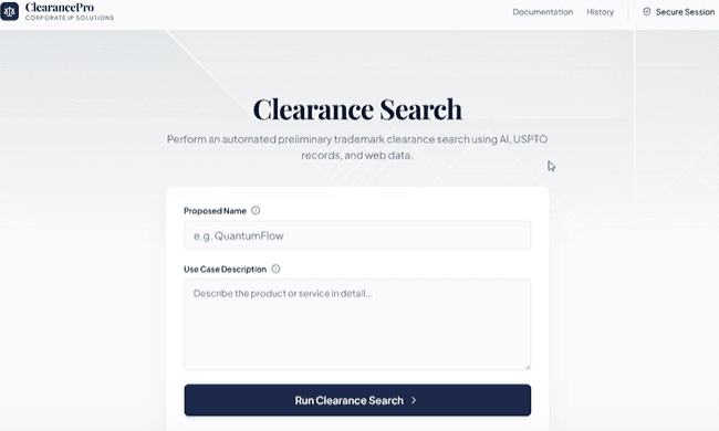 Trademark Clearance Search